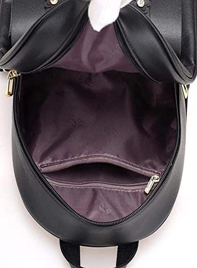 Alice Girls 3-PCS Fashion Cute Mini Leather Backpack sling & pouch set for Women (black) Rakhi gift for Sister - Image 4